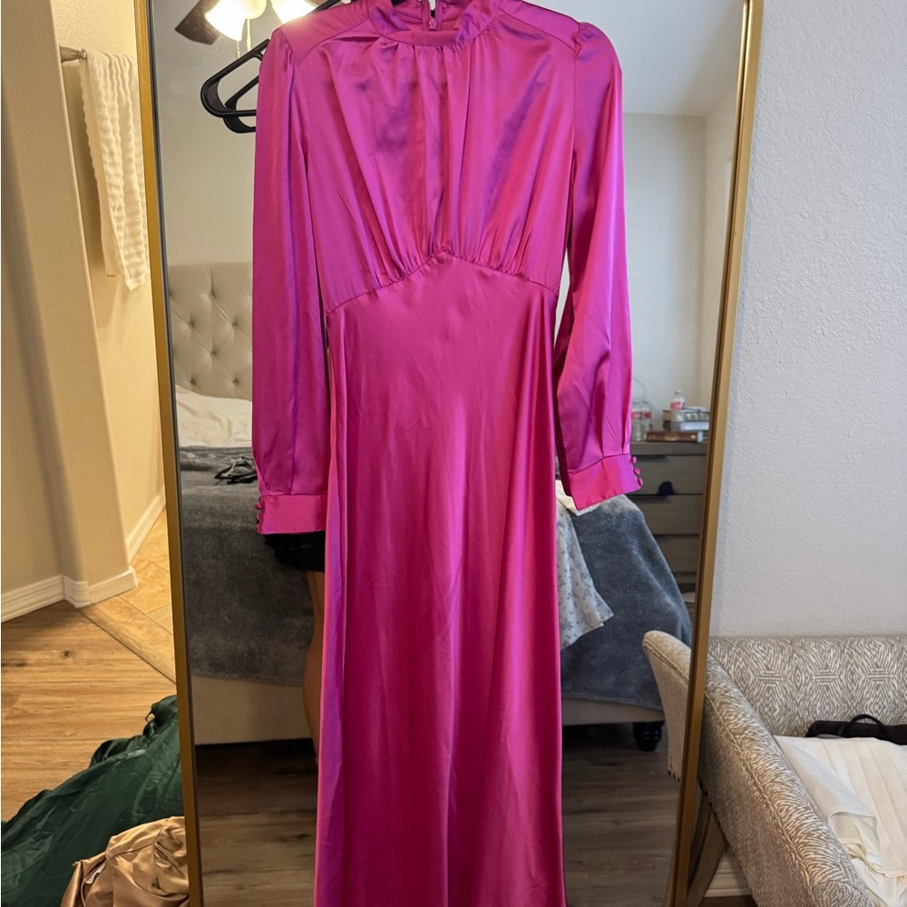 ASOS Vibrant Pink Long Sleeve Dress